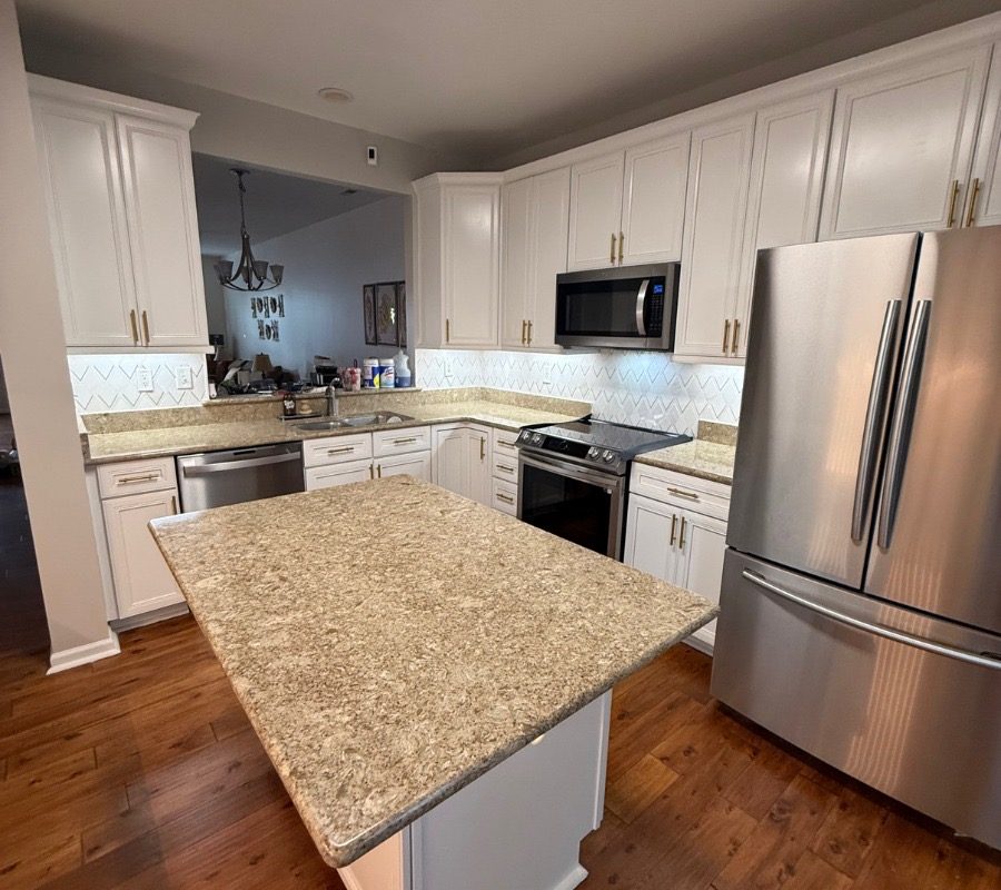 Kitchen cabinet painting after, by Mend Renovations