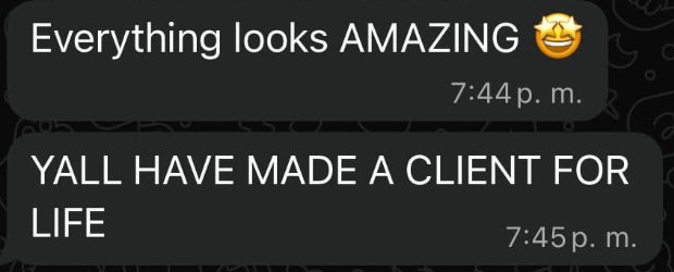 Screenshot of message from Carrie L.